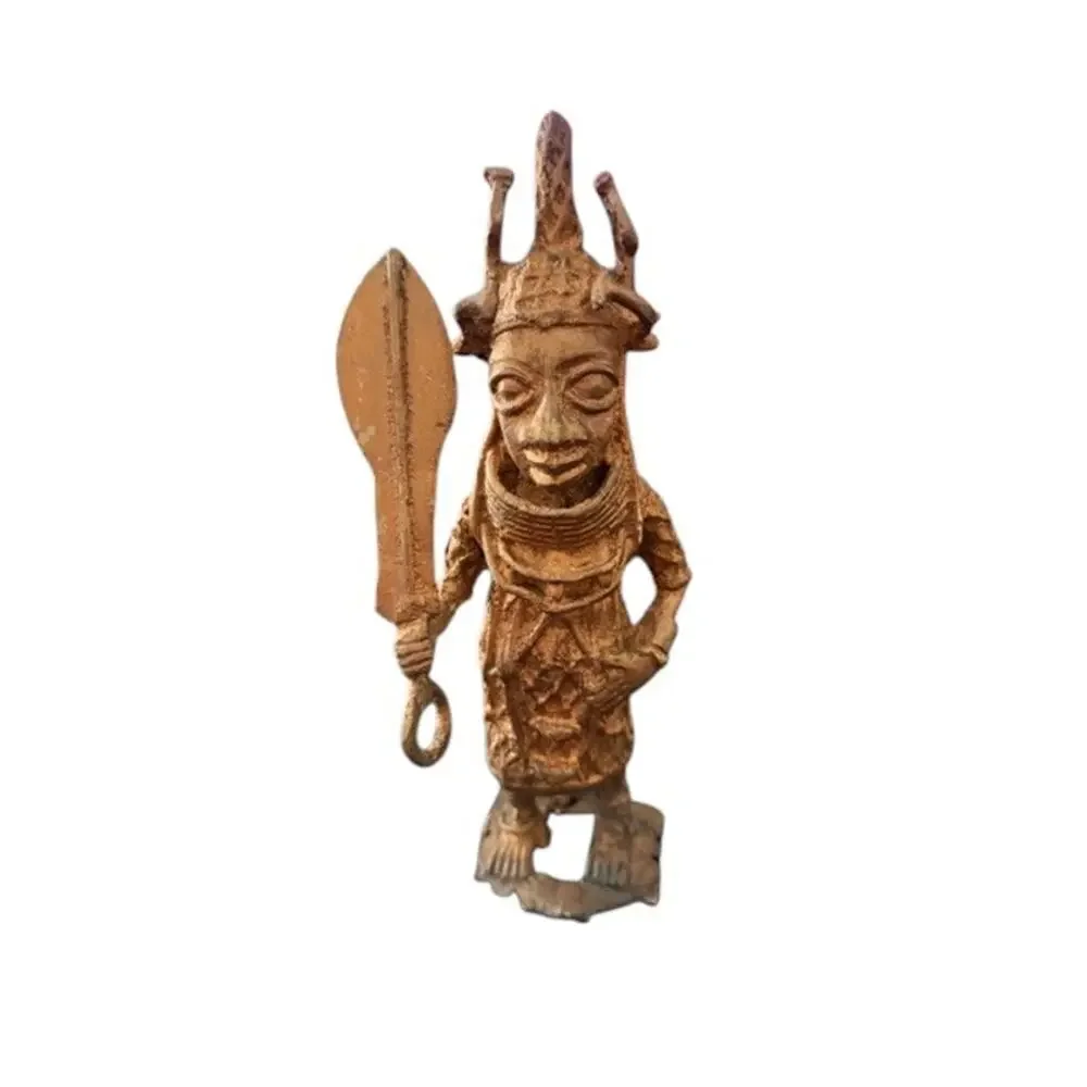 African Benin Style Bronze Warrior Figures (Set of 2) 🌍